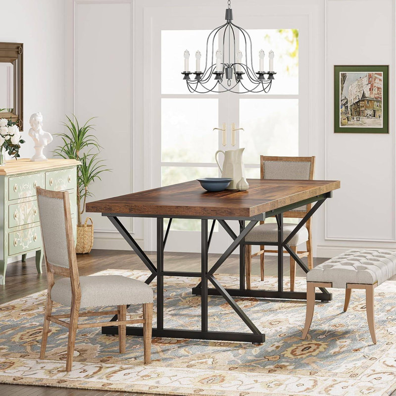 Table de salle à manger Taneja, H 29,52 po x L 70,86 po x l 31,49 po, Brown/Black