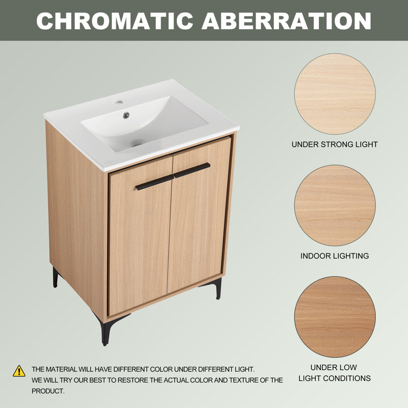 Armoire de salle de bain 24 "avec lavabo, base de meuble-lavabo, 24"