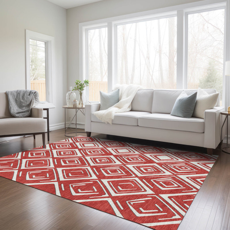 Cederick Washable Geometric Indoor / Outdoor Rug, Rectangle 2'6" x 3'10"