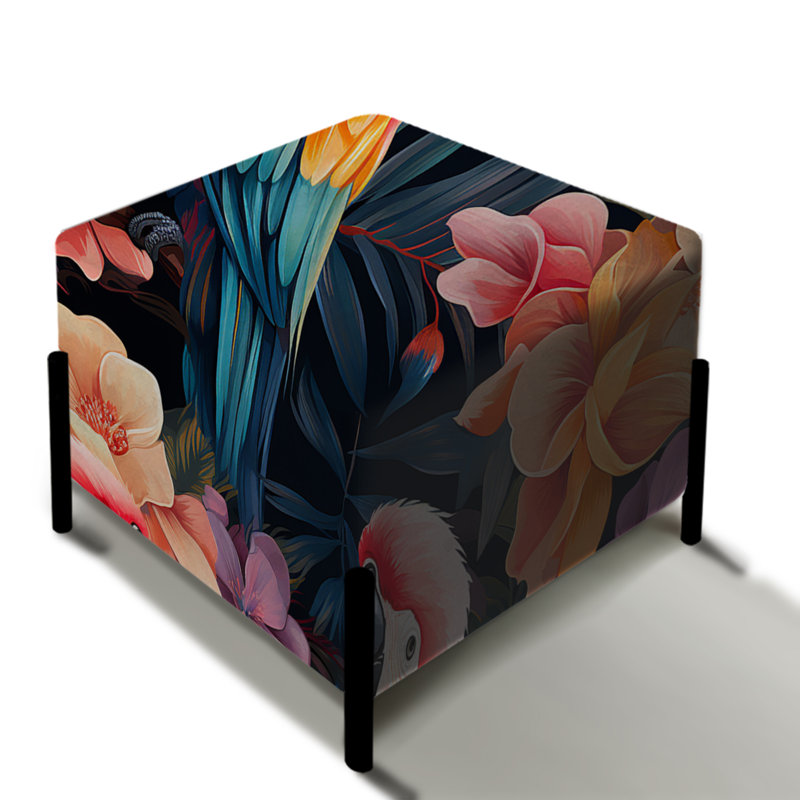 Parrot Haven - motif tropical - repose-pieds carré tropical