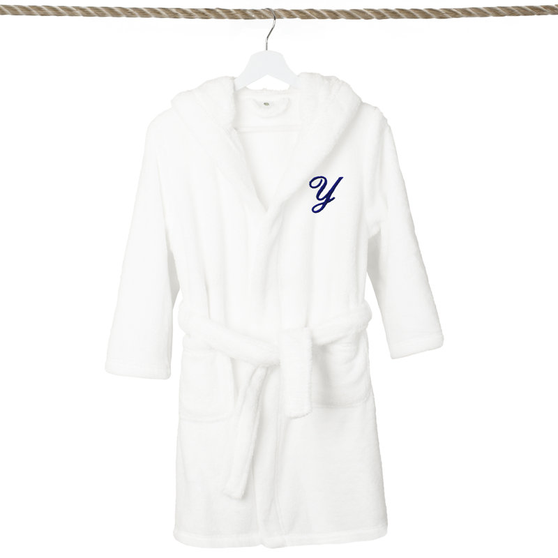 Peignoir en molleton mi-mollet personnalisé pour enfants avec poches et capuche, S, Y