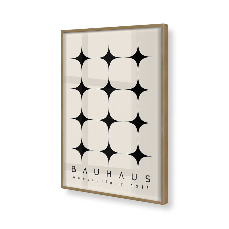 Imprimé minimaliste d'étoiles du Bauhaus, Or brossé, H 21,25 po x l 17,25 po