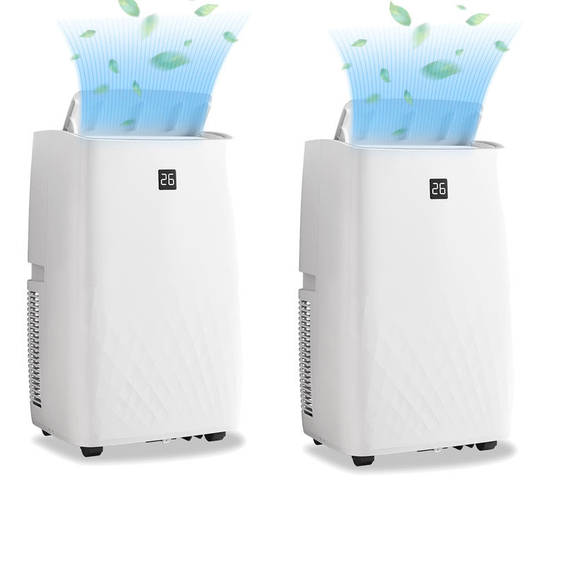 Ensemble de 2 climatiseurs portatifs 14 000 BTU, unité de climatisation 4 en 1 avec déshumidificateur et télécommande pour les pièces jusqu'à 750 pieds carrés Pi.