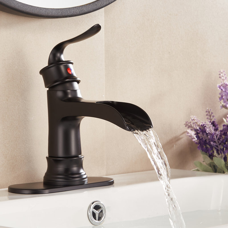 Single-Hole Single-handle Bathroom Faucet with Drain Assembly, Black