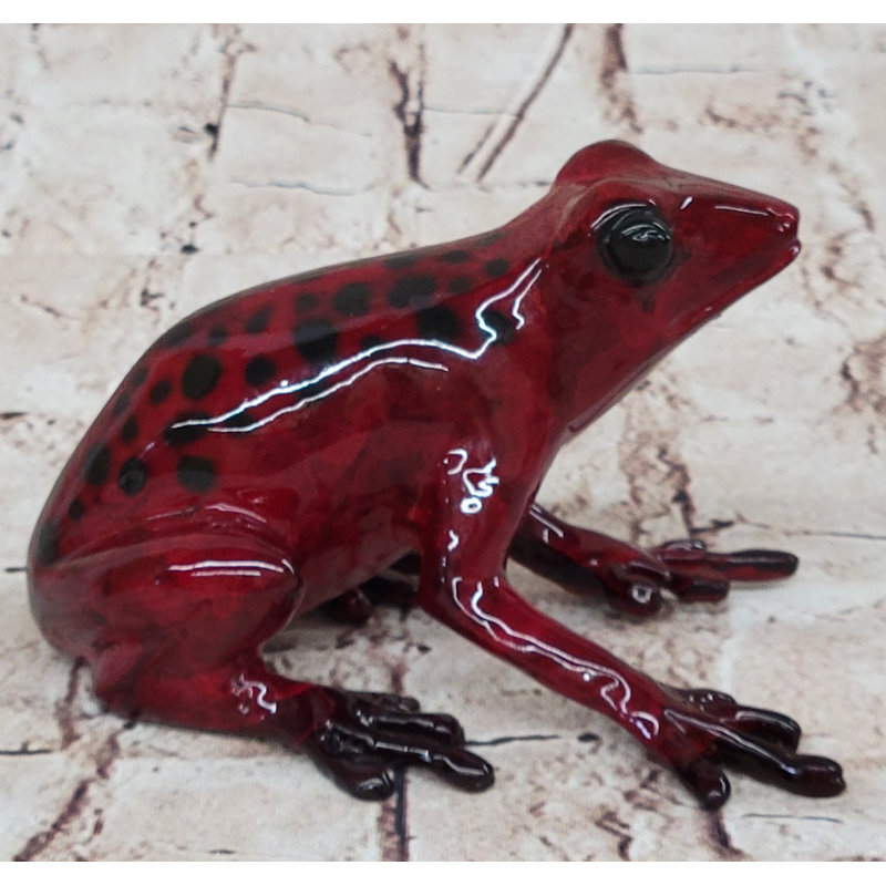 Figurine de sculpture de grenouille rouge et noire