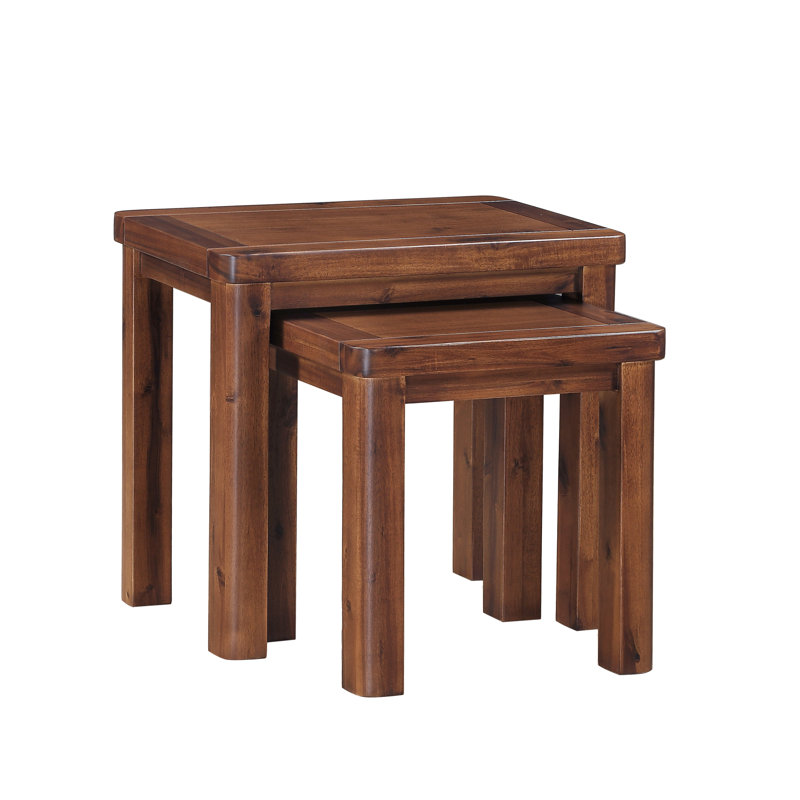 Oruada Solid Wood Nesting Tables, Dark Brown