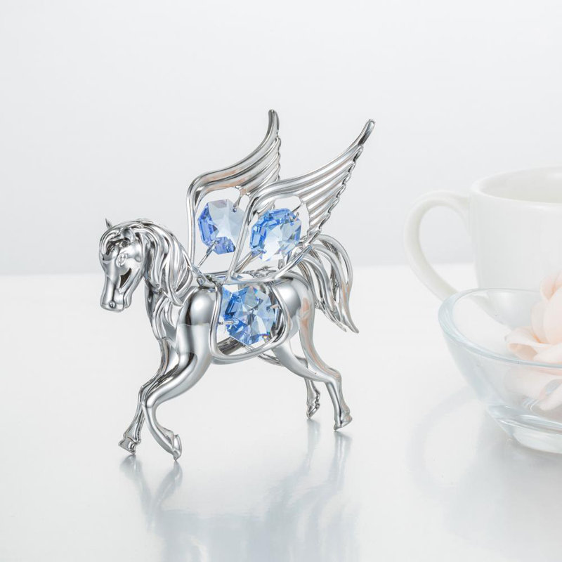 Ornement Pégase avec cristal bleu