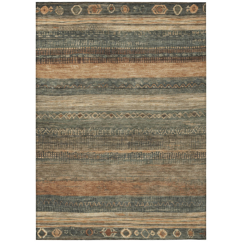 Machine Washable Indoor/Outdoor Xhevrie Fern Rug, Rectangle 2'6" x 3'10"