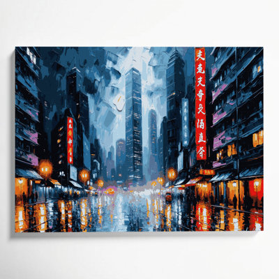 Cities Hong Kong Gray Canvas Wall Art