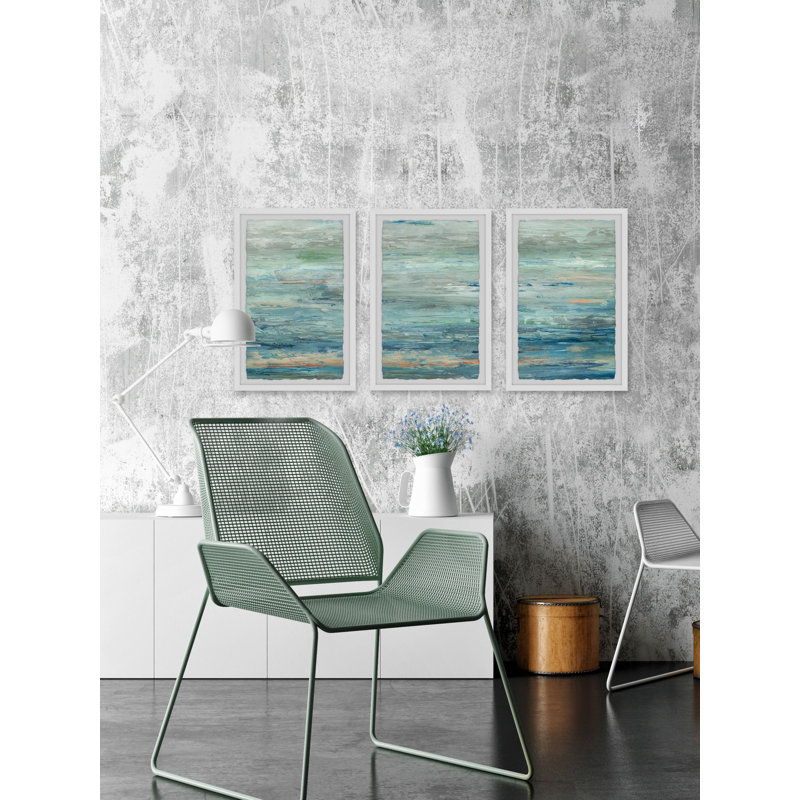 Vaste mer triptyque, H 24 po x l 16 po