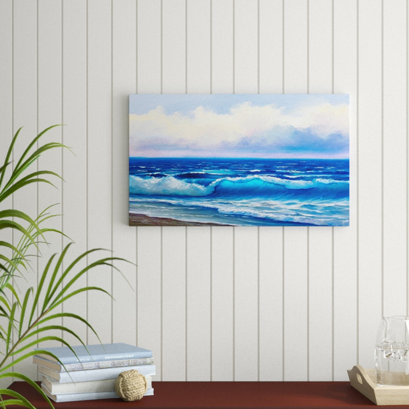 " Painted Blue Waves ", 18" H x 30" W x 1" D