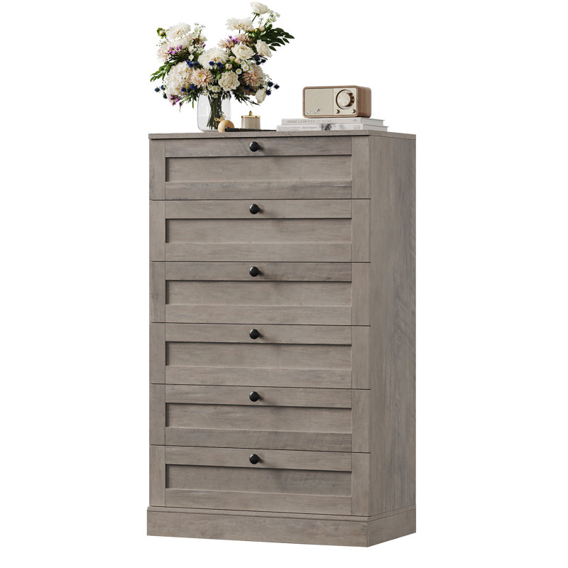 51.6" H Freestanding 6 Drawer Dresser, Modern 6-Drawer Tall Dresser – Stylish Space-Saving Storage with Smooth Glide Drawers & Sturdy Base for Bedroom, Living Room or Office