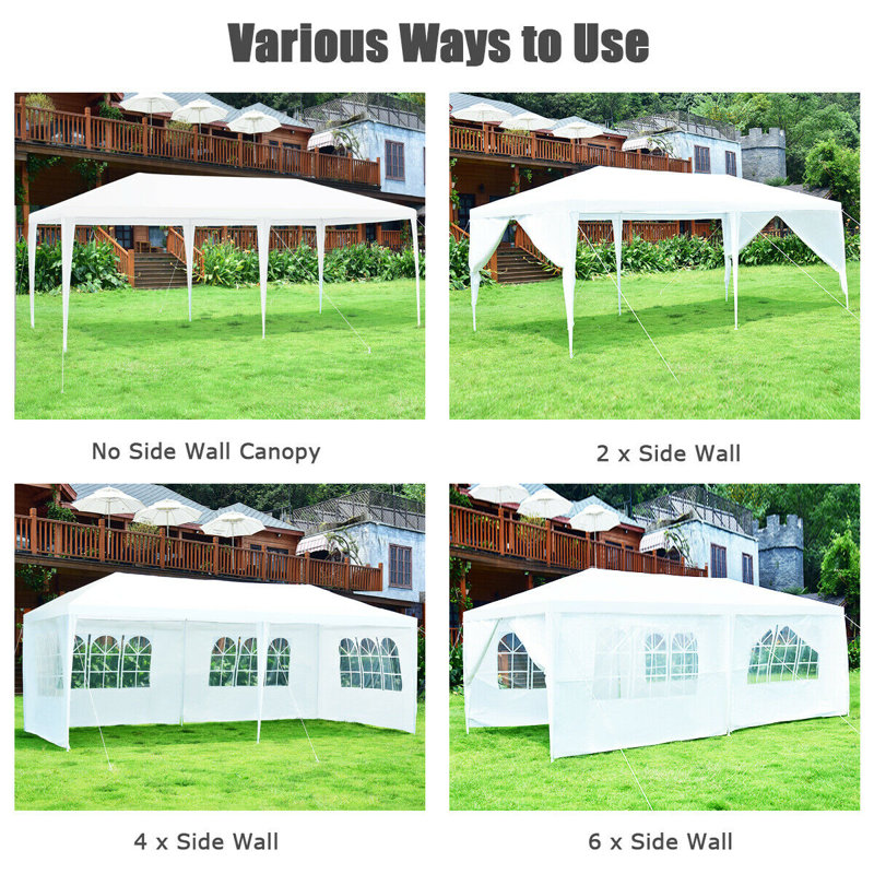 10 x 20 Feet White Canopy Tent with 6 Sidewalls and Carry Bag
