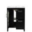 Meuble-lavabo de 24 pouces, en bois massif et noir, deux tiroirs, porte, tablette réglable, lavabo en céramique, verre, autoportant, style moderne, grand meuble-lavabo de 24 po avec une armoire en verre lisse-130603197