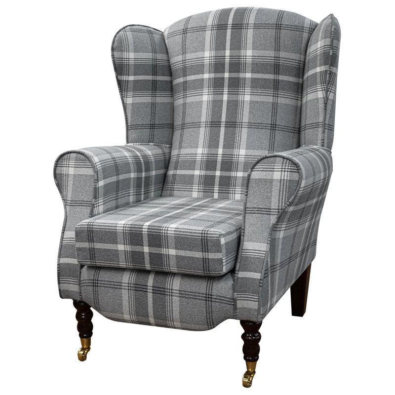 Grey Tartan Fireside Armchair, Grey