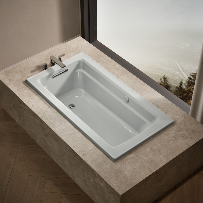 Archer® 60-in X 32-in Drop-in Heated Bubblemassage Air Bath, Ice Grey