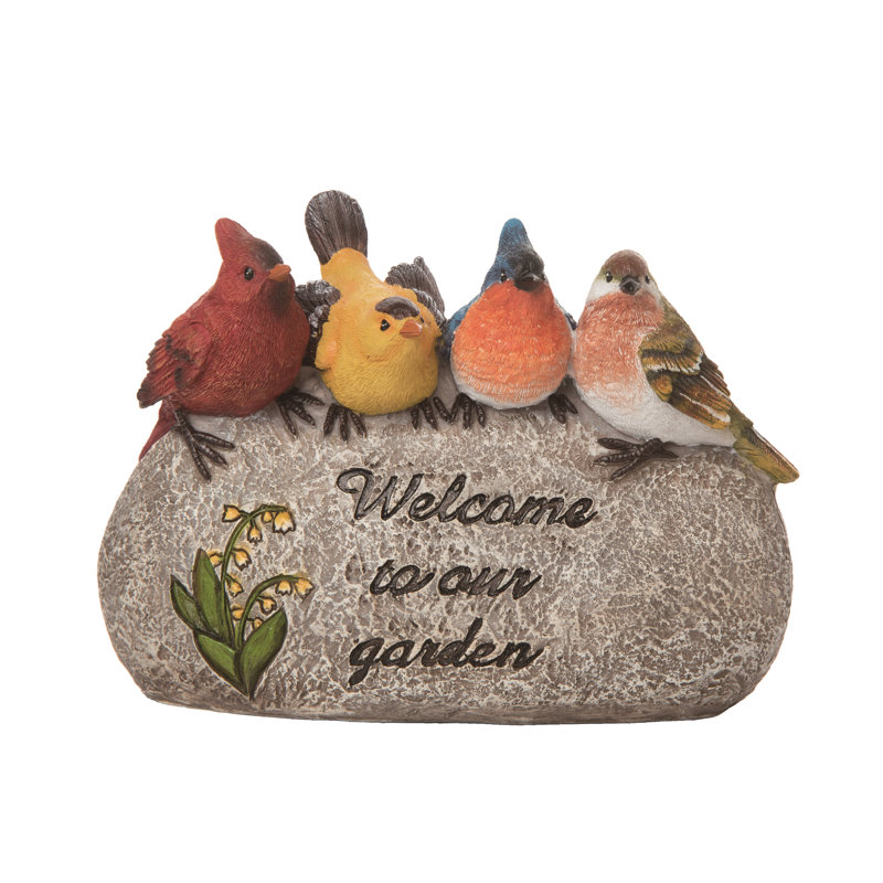  Décoration de roche en résine multicolore 8,75 po Bienvenue dans notre jardin