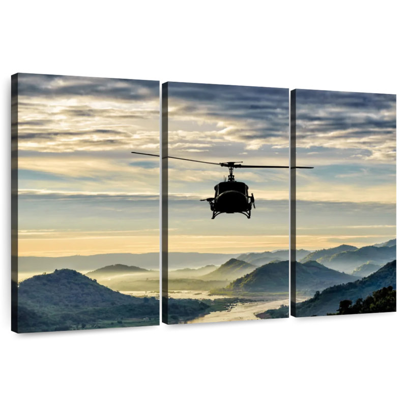 Mehar Helicopter Over Valley, 36" H x 57" W