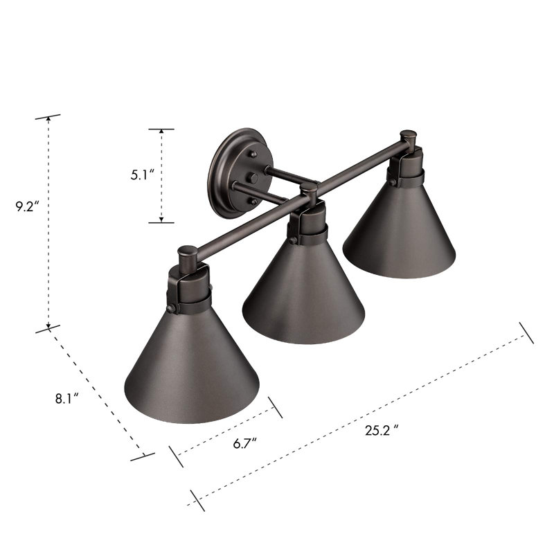 Éclairage pour meuble-lavabo industriel 3 lumières, Bronze huilé