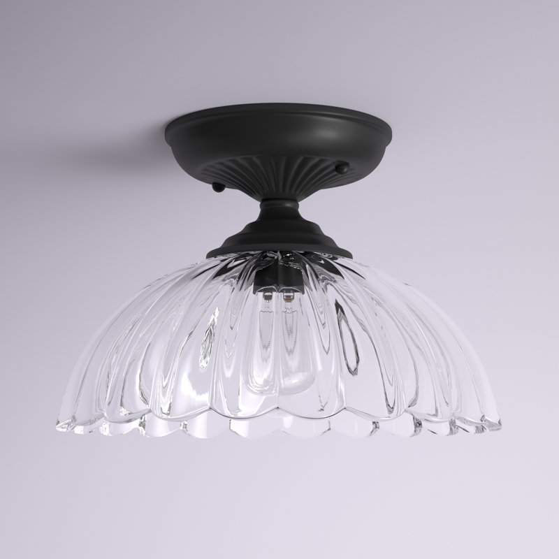 Plafonnier semi-encastré en verre Stanton Iberville, Noir mat