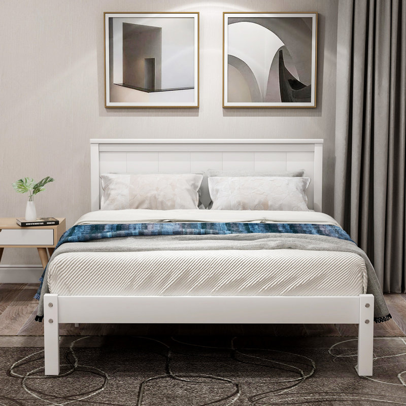 Lit plateforme en bois massif Shauna, Simple, Chêne