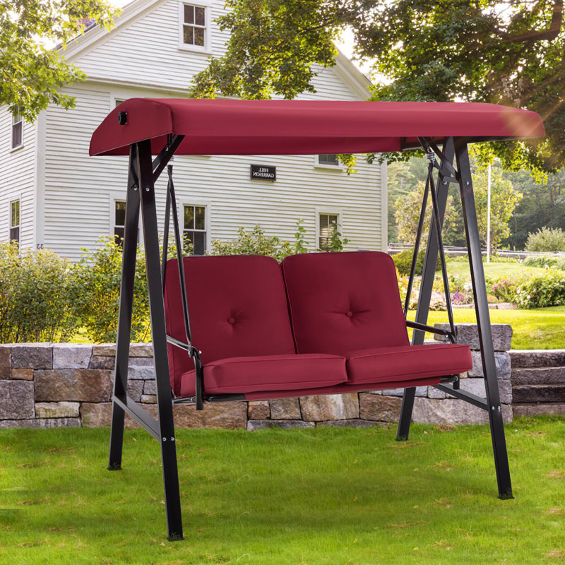 2 Person Porch Swing with Canopy, Wine Red