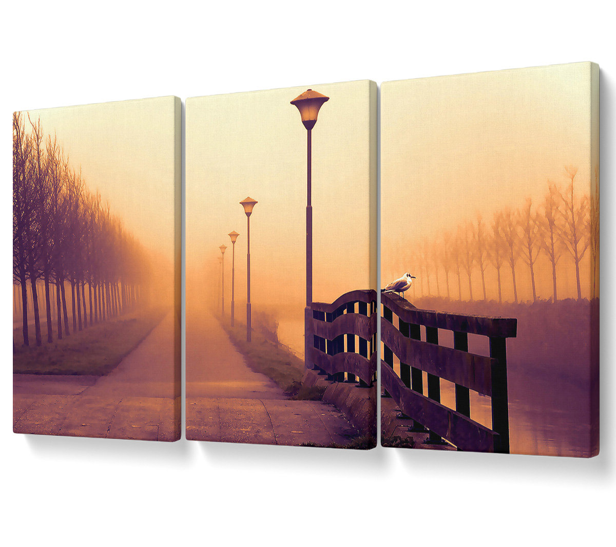 Ebern Designs Foggy Fall Day - 3 Piece Wrapped Canvas Graphic Art ...