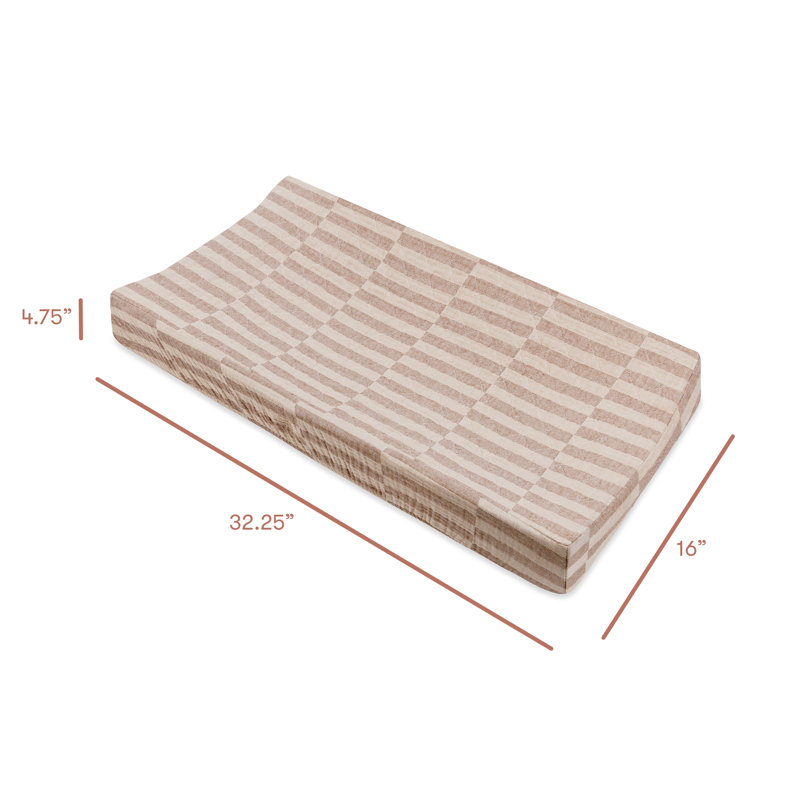Stripe Quilted Muslin Changing Pad Cover, Cocoa