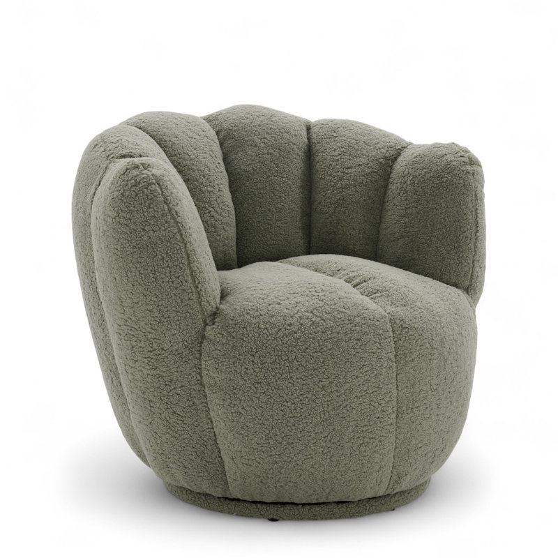 Alivya Upholstered Swivel Barrel Chair, Green