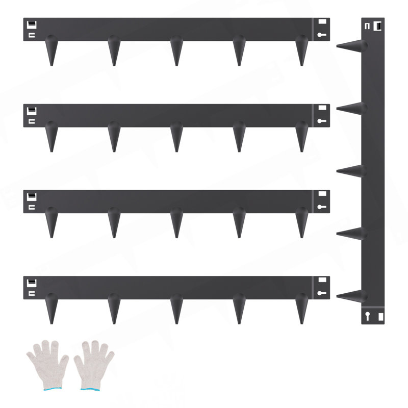 Ensemble de 5 bordures en acier pour bordure antirouille 39 x 5 po gris foncé, H 9,5 po x l 41,34 po, Gris foncé