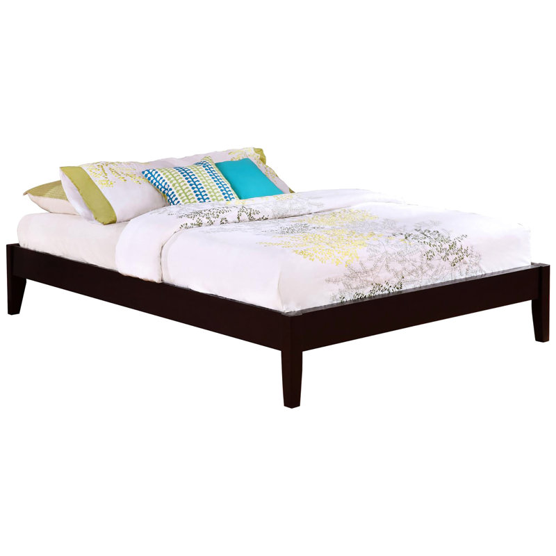 Grand lit plateforme Cappuccino - spacieux et relaxant, option de couchage en bois de pin et mélange de bois franc