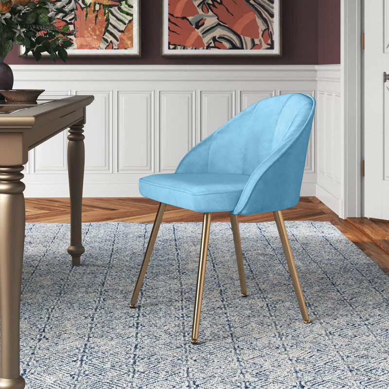 Cohen 17.72'' H Velvet Upholstered Side Chair, Aqua