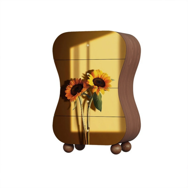 Commode d'appoint de rangement moderne à quatre tiroirs, Noyer