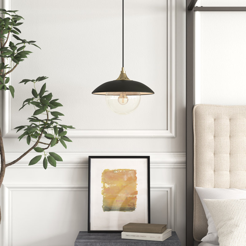 Morine 1 - Light Single Pendant, Matte Black/Brass, Clear