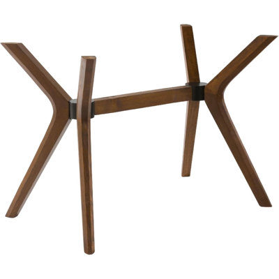 Mid Century Rectangle Solid Beech Wood Modern Table Base Only, Dining Table Bases, Four Wooden Legs for Kitchen Tables, Wood Top (Wood Tabletop, Walnut, 47" Width)