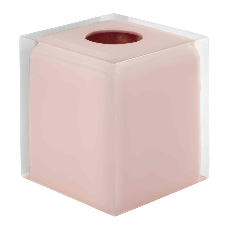 Pink Resin Box Tissue Cover with Clear Exterior