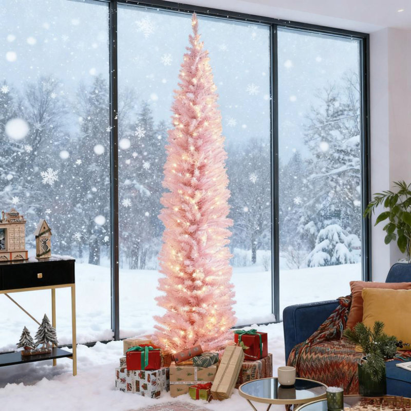 Arbre de Noël 8 pi, H 8 pi, Rose
