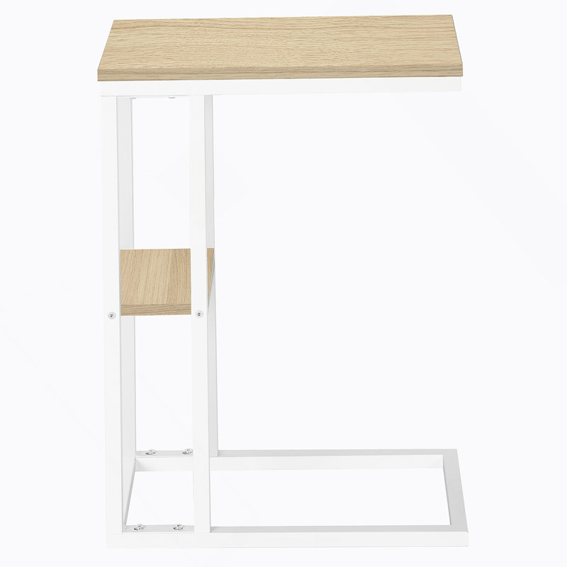 Shem End Table, Natural Top/White Base