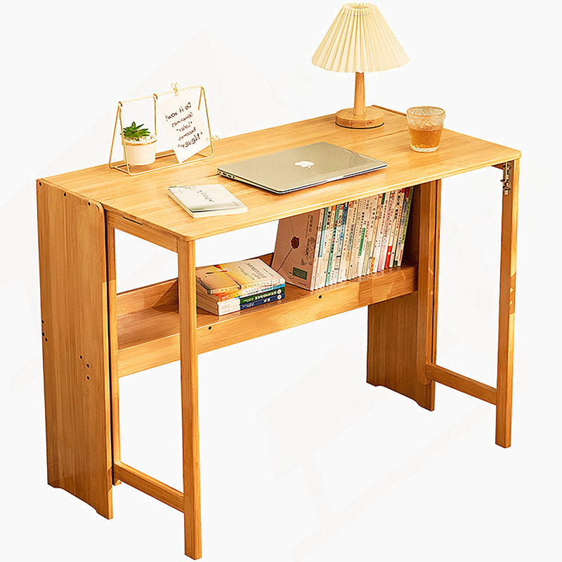 Bureau pliant en bambou, bureau d'ordinateur peu encombrant pour les petits espaces, table d'étude pliable pour chambre à coucher, bureau personnel, dortoir, appartement, couleur naturelle