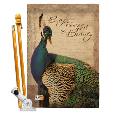 Polyester de jardin à plumes de jardin 40 x 28 po peacock ensemble de drapeau