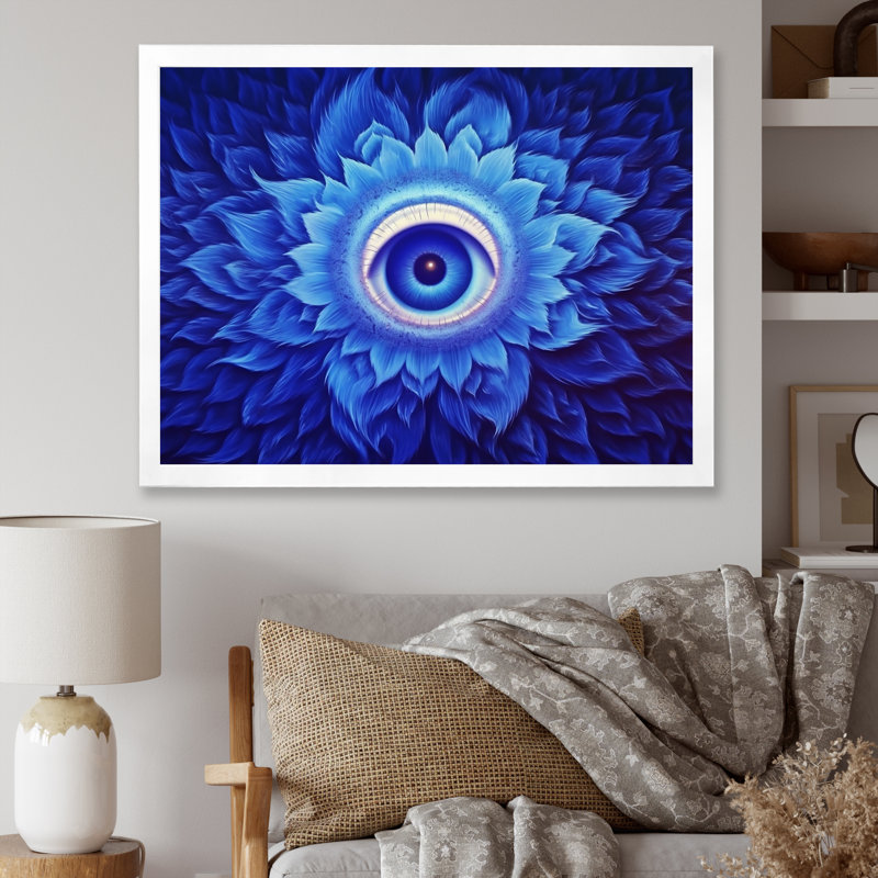 Vishuddhi Vision, œil du troisième chakra, H 16 po x l 32 po x P 1 po, Cadre simple blanc
