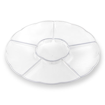 Clear Big 6-Partition Round Disposable Plastic Trays