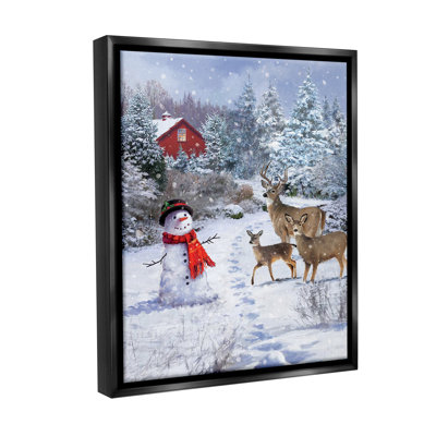 «Reindeer And Snowman Landscape» par Jason Kirk sur toile