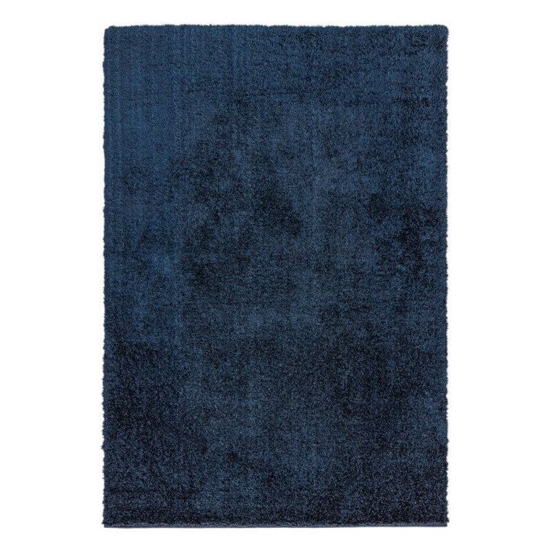 Natonia Shiny Shaggy Blue Area Rug, Rectangle 80 x 150cm