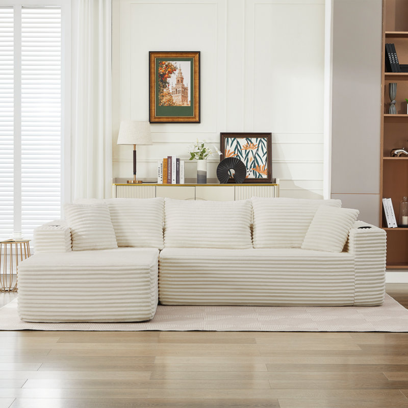Canapé modulaire en forme de L Boneless, Beige