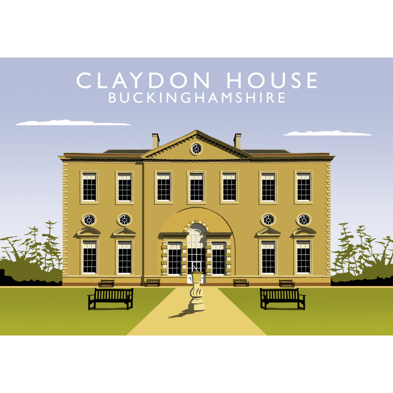 Claydon House by Richard O'Neil - Print, White Wood Frame, 33.5 cm H x 43.5 cm W x 2.2 cm D