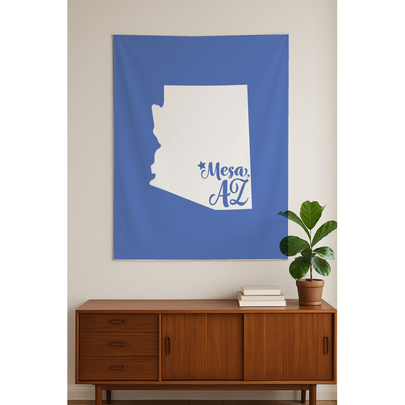 Home Sweet Mesa — Silhouette de l'État de l'Arizona — Tapisserie murale intérieure (portrait), H 80 po x l 68 po