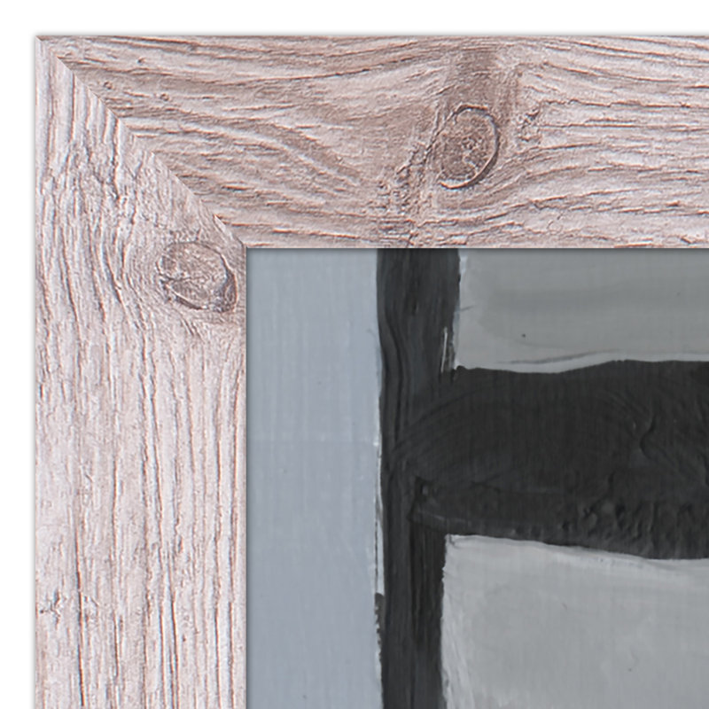 Gris et bleus abstrait - peinture, H 24 po x l 36 po x P 0,75 po, Cadre photo blanc en acrylique