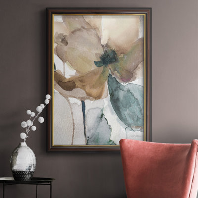 Watercolor Poppy I, toile encadrée de qualité supérieure - prête à être accrochée