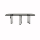 Dehja Glass Top Metal Base Dining Table